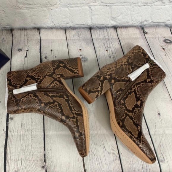 NEW Splendid Heather III Snakeskin-Embossed Leather Booties - Picture 2 of 5